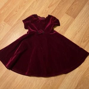 Girls' Burgundy Velvet Party Dress